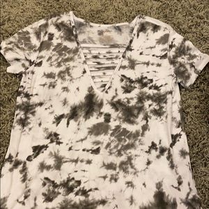 grey tie dye front cut tee
